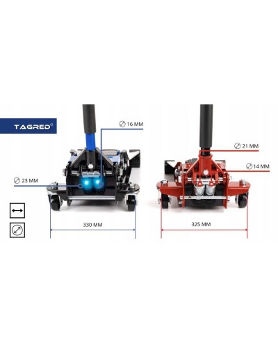 Двопоршневий низькопрофільний домкрат TAGRED TA288