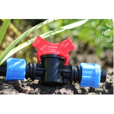 Кран шаровой проходной Presto-PS для капельной ленты 16 мм, в упаковке – 50 шт. (LV-0117)