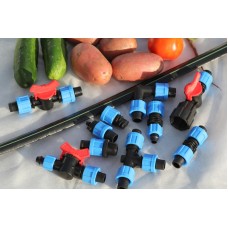 Кран шаровой проходной Presto-PS для капельной ленты 16 мм, в упаковке – 50 шт. (LV-0117)