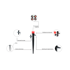 Капельница садовая Presto-PS регулируемая 0-80 л/ч на стойке, в упаковке – 100 шт. (AS-M69)