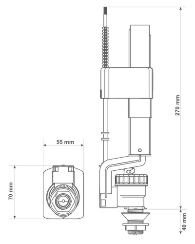 Поплавець з нижнім підведенням 1/2" K.K.-Pol 1/70