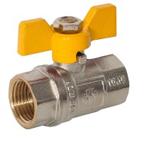 Кран кульовий 1/2" ВВ жовтий метелик,з проточкою ASСO PN40  1/39