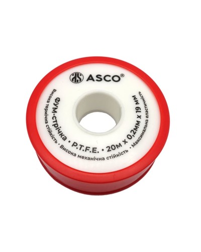 Фум-стрічка професійна ASCO armatura 19mm×0.2mm×20м (0.4g/cm3)