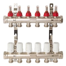 Коллекторная группа с расходомерами никель ASCO armatura 1"х3/4"х 6 выходов