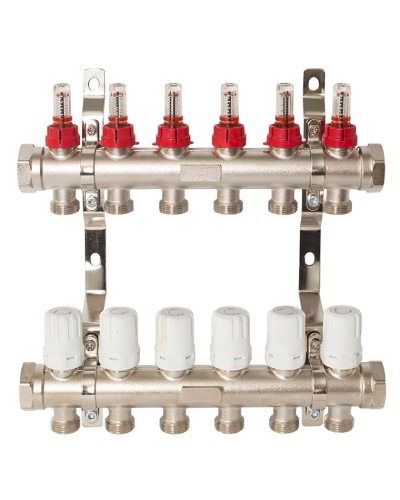 Колекторна група з розходомірами нікель ASCO armatura 1"х3/4"х 6 виходів