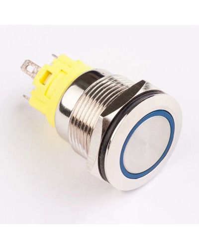 Кнопка нажимная металева KHM-16-FJ-E, 220V, блакитний TAKEL