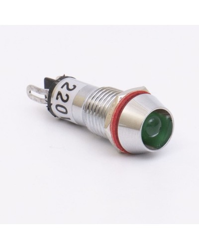 Светодиодный индикатор металлический AD22C-10 220v AС, зеленый