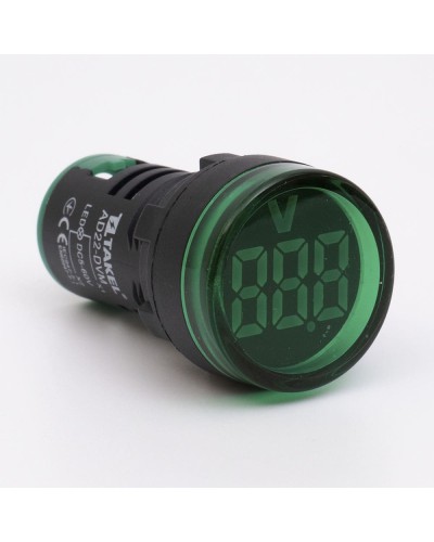 Светодиодный вольтметр AD22-DVM DC 5-60В, зеленый TAKEL