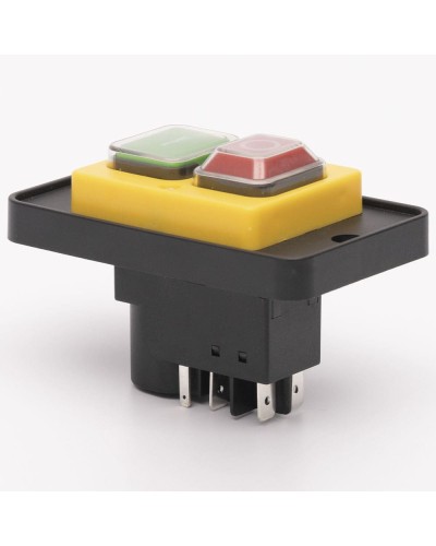 Пусковая электромагнитная кнопка ESSB-122YC 5pin на панели, желтая рамка