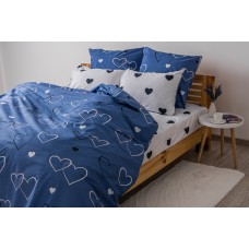 Комплект постельного белья ТЕП "Happy Sleep" NAVY BLUE LOVE, 50x70 евро