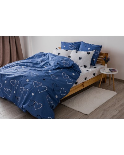 Комплект постільної білизни ТЕП NAVY BLUE LOVE 31, 70x70 двоспальний