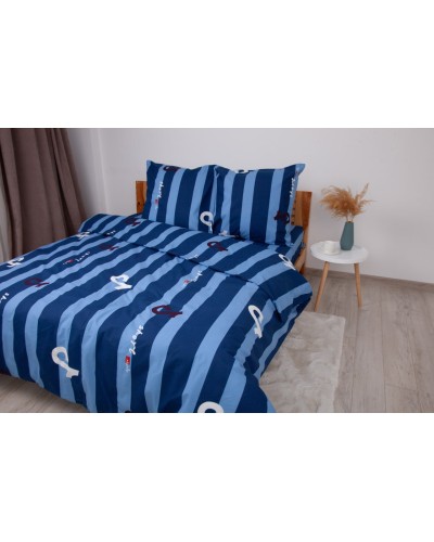 Комплект постільної білизни ТЕП "Soft dreams" Line Blue, 70x70 двоспальний