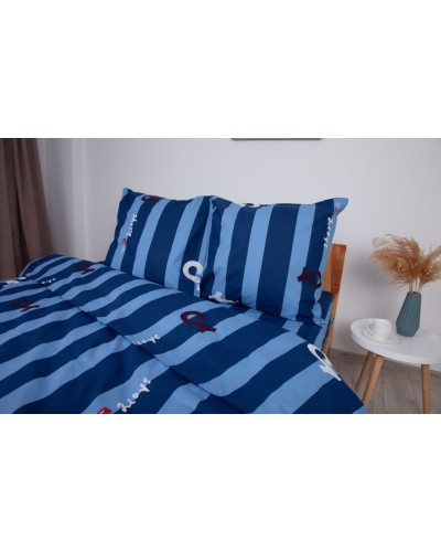 Комплект постільної білизни ТЕП "Soft dreams" Line Blue, 70x70 двоспальний