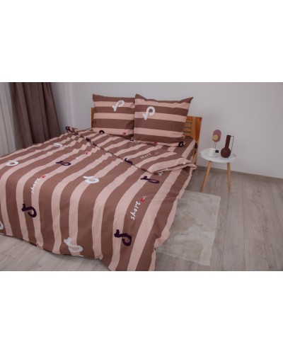 Комплект постільної білизни ТЕП "Soft dreams" Line Brown, 70x70 євро