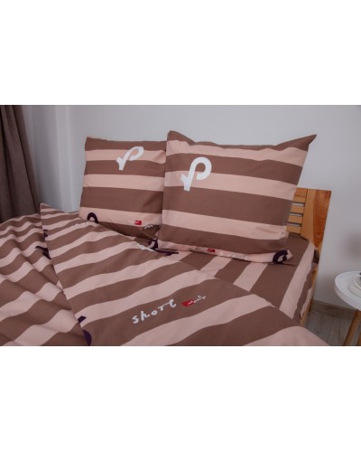 Комплект постільної білизни ТЕП "Soft dreams" Line Brown, 70x70 євро