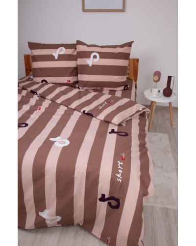 Комплект постільної білизни ТЕП "Soft dreams" Line Brown, 70x70 євро