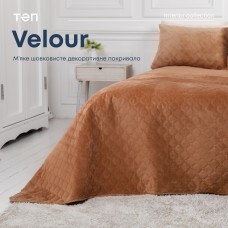 Покрывало ТЕП "VELOUR" 240*260 см Кофейный/Ромб прямой