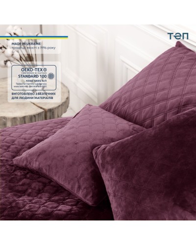 Покривало ТЕП "VELOUR" 150*210 см бордовий / круглий ромб