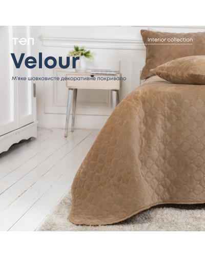 Покривало ТЕП "VELOUR" 240*260 см золотий беж/ромб круглий