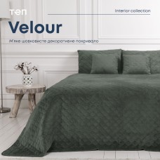 Покривало ТЕП "VELOUR" 150*210 см сірий/ромб круглий