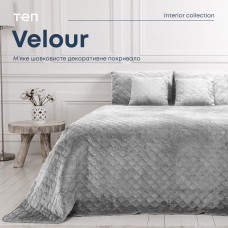 Покрывало ТЕП "VELOUR" 220*240 см светло-серый/ромб круглый