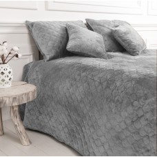 Покрывало ТЕП "VELOUR" 150*210 см светло-серый/ромб круглый