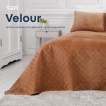 Покривало ТЕП "VELOUR" 240*260 см кавовий/ромб круглий