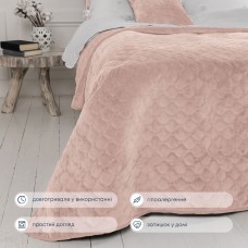 Покрывало ТЕП "VELOUR" 150*210 см пудровый/ромб круглый