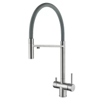 Смеш.для кух.из сил.вил. ZERIX KIT-021 REFL.GRAY с нерж.ст.SUS304 с вых.для пит.воды(серый) (ZX4861)