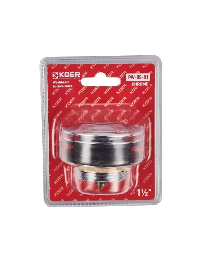 KOER PW-05-01 Донний клапан для ванни (кнопка) 1 1/2'' (Колір хром) (20 шт/ящ)
