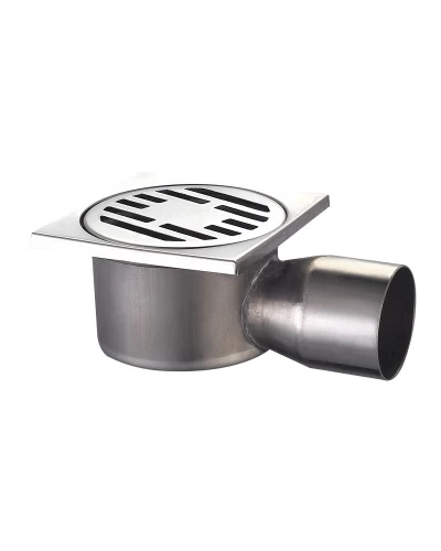 MIXXUS DRAIN-02-10x10-90 Душевой трап из нержавеющей стали SUS304 100x100мм, угловой отвод (36 шт/ящ)