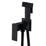 Смеш. для гиг. душа (с лейкой) ZERIX KUB-333 BLACK из нерж.стали SUS304 (кол.черный) (ZX4859)