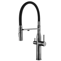 MIXXUS VTM-021 GRAPHITE REFL.BLACK Смеш.для кух.с сил.вил.с н.ст.SUS304 с вых.для пит.воды(10 шт/ящ