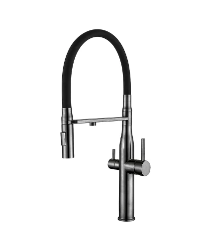 MIXXUS VTM-021 GRAPHITE REFL.BLACK Зміш.для кух.з сил.вил.з н.ст.SUS304 з вих.для пит.води(10 шт/ящ