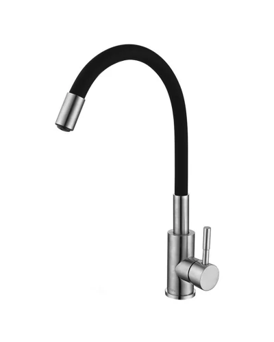 Смеш. для кухни с силиком. вил. ZERIX LUX-011 REFL.BLACK с нерж. стали SUS304 (кол.черный) (ZX4875)