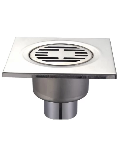 CHAMPION DRAIN-03-15x15-180 Душевой трап из нержавеющей стали 150x150мм, прямой отвод (36 шт/ящ)