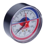 Термоманометр аксиальный (KOER KM.802A) (0-6 bar). D=80мм. 1/2'' (KR0223)