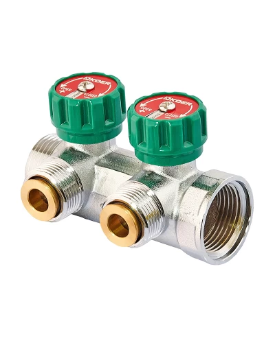 Коллектор вентильный с адаптером Koer KR.1127-2 - 1"x2 - 3/4 Ways (евроконус-плоскость) (KR4946)