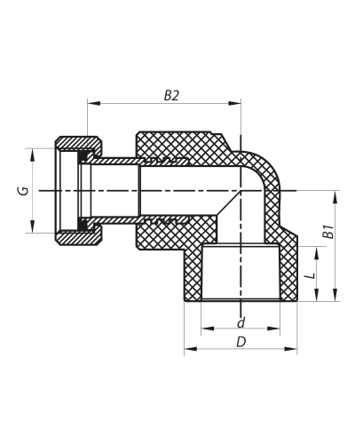 Угол с накидной гайкой 20x1/2F PPR KOER K0144.PRO (KP0182)