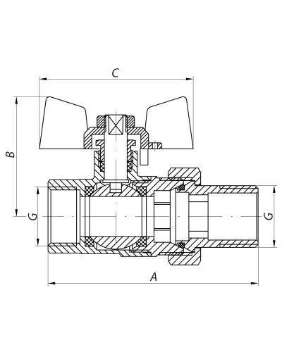 Кран с американкой 1" (KOER KR.227) (KR0013)