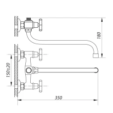 Смеситель для ванной ZERIX JIK7 102-A (ZX0408)