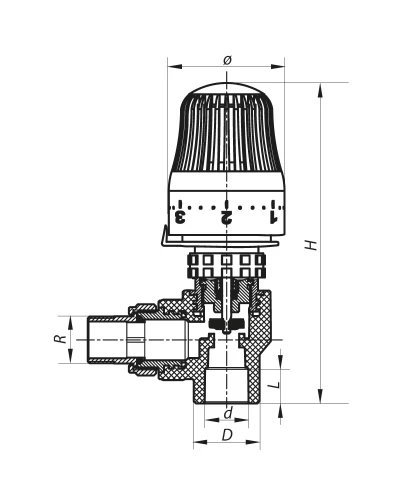 Кран термостатичний з термоголовкою кутовий 20x1/2 PPR KOER K0153.PRO (KP0195)