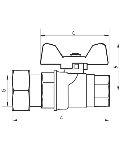 Кран шаровой с накидной гайкой 1/2" ГГМ (NF.811) NOLF (NF2955)