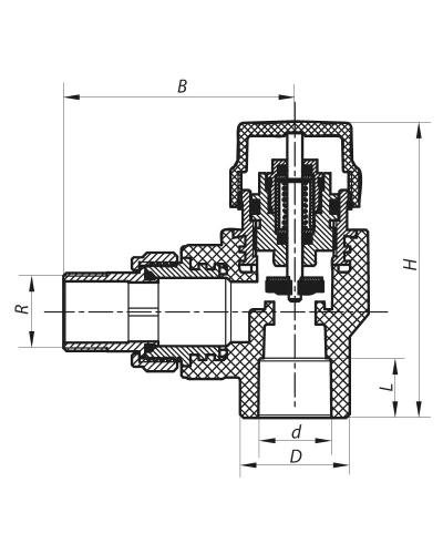 Кран термостатический угловой PPR 20x1/2 KOER K0149.PRO (KP0189)
