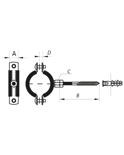 Хомут трубный оцинкованный KOER KCB.20 1-1/2" (47-51) черный (KR2799)