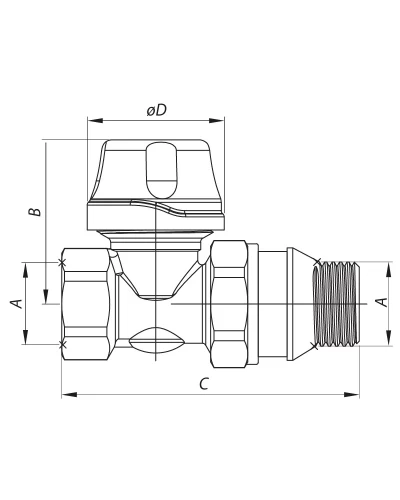 Кран термостатический прямой 1/2" KOER KR.923-GI (KR2684)
