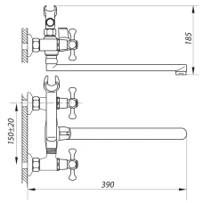 Смеситель для ванной ZERIX DML 827 (ZX2996)