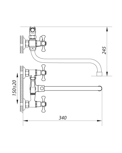 Змішувач для ванни ZERIX DMX 605 з полнооборотной кран буксой (ZX2958)