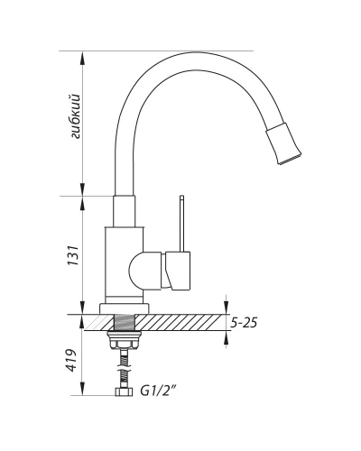 Смеситель для кухни ZERIX LR74004-9 с серым гибким изливом (LL1204)