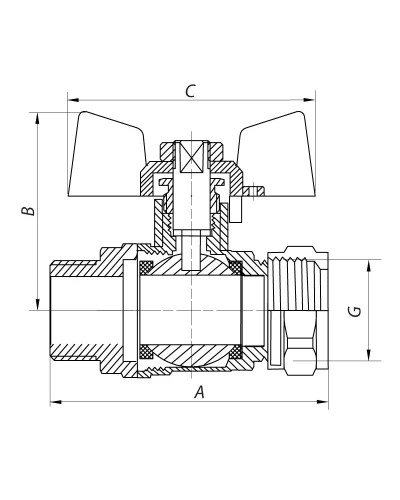 Кран шаровой KOER WING 20x3/4F (KR.352) (LL1660)